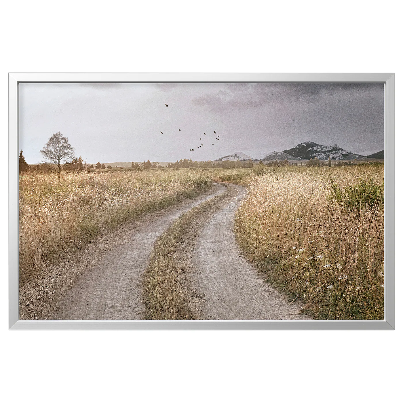 BJÖRKSTA Slika u ramu, krivudavi seoski put/boja aluminijuma, 118x78 cm