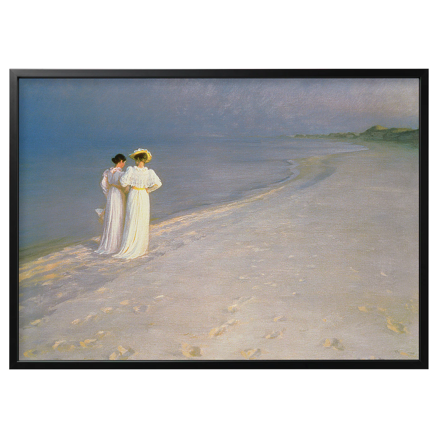 BJÖRKSTA Slika u ramu, letnje veče na Skagen plaži/crna, 140x100 cm