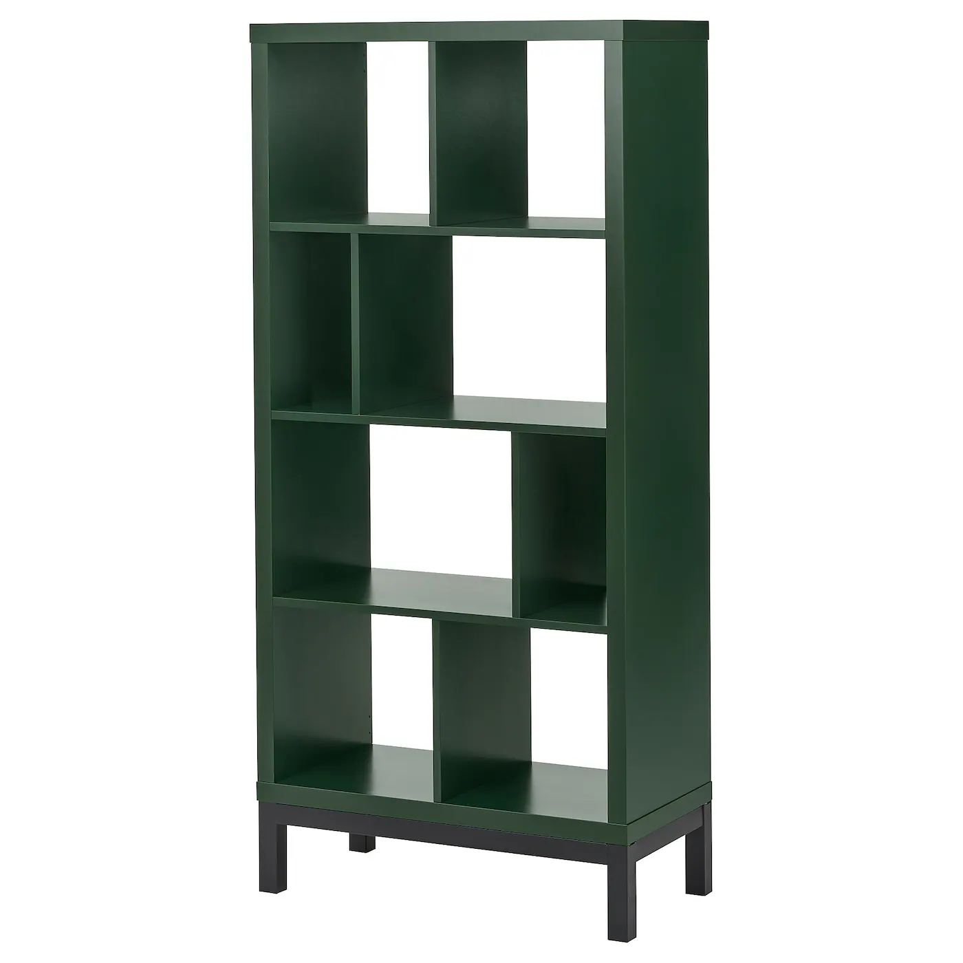KALLAX Spojene police s podokvirom, tamnozelena/crna, 77x39x164 cm