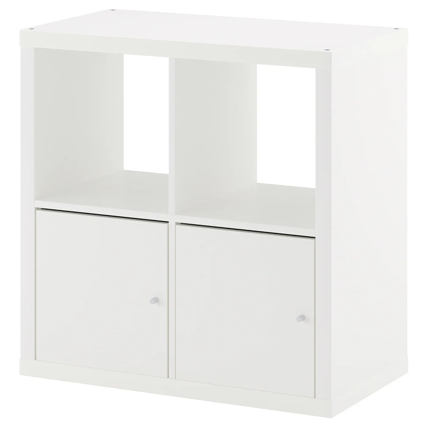 KALLAX Spojene police s vratima, bela, 77x77 cm