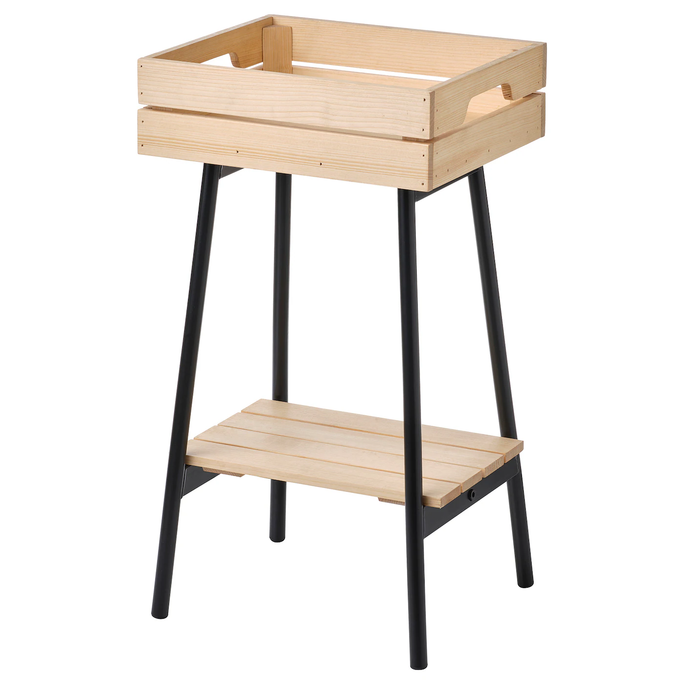 VANILJSTÅNG Stalak za cveće, borovina/crna, 55 cm