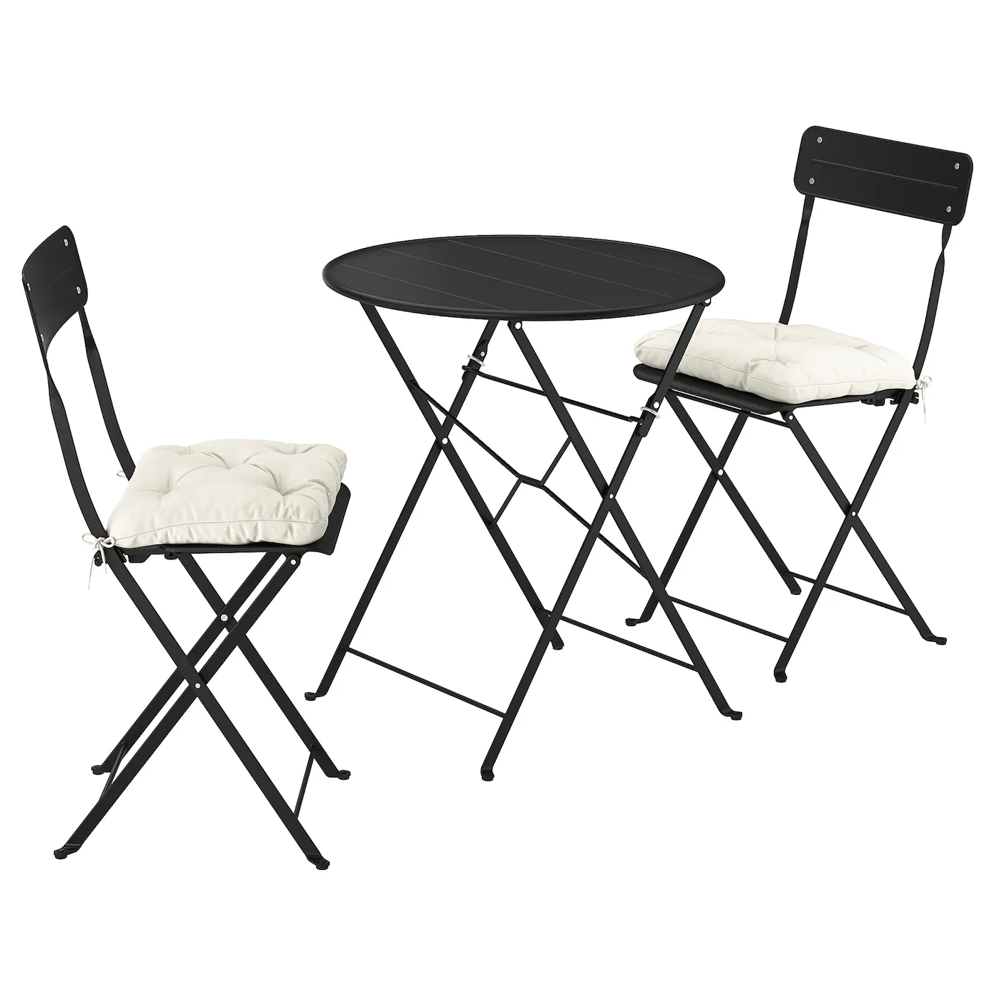SUNDSÖ Sto i 2 sklopive stolice, napolju boja antracita/boja antracita Kuddarna svetlosivobež, 65 cm