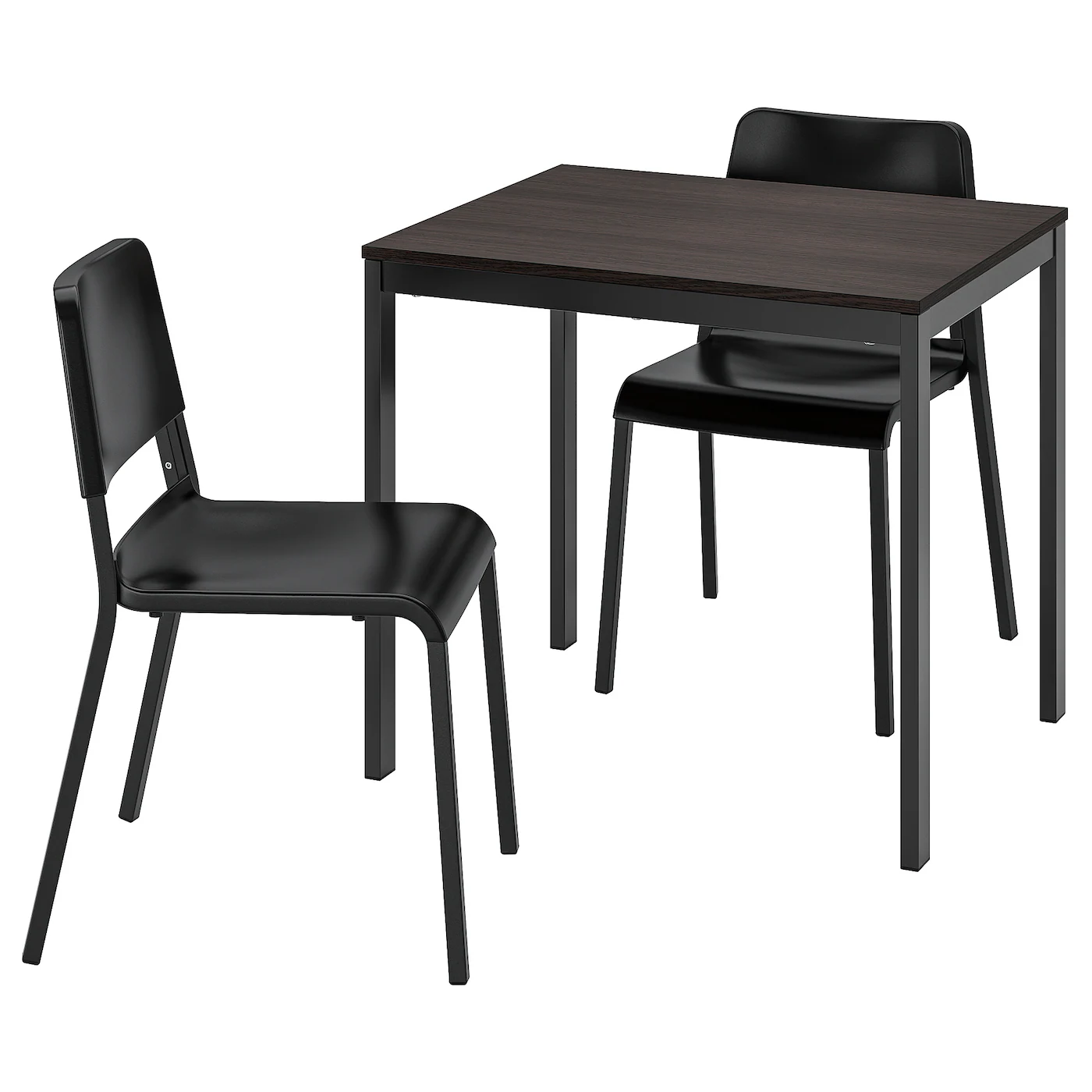 VANGSTA / TEODORES Sto i 2 stolice, crna tamnosmeđa/crna, 80/120 cm