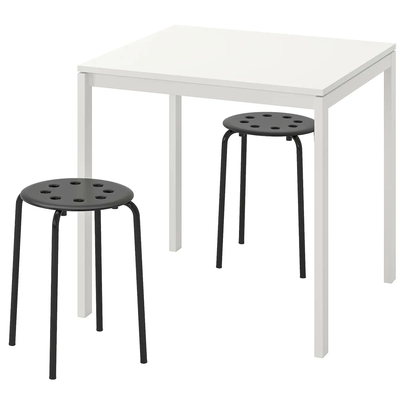 MELLTORP / MARIUS Sto i 2 stoličice, bela/crna, 75 cm