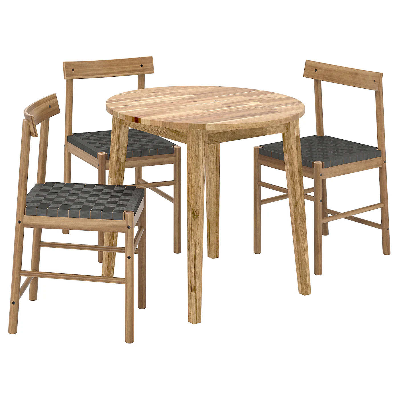 NACKANÄS / NACKANÄS Sto i 3 stolice, bagrem/bagrem, 80 cm