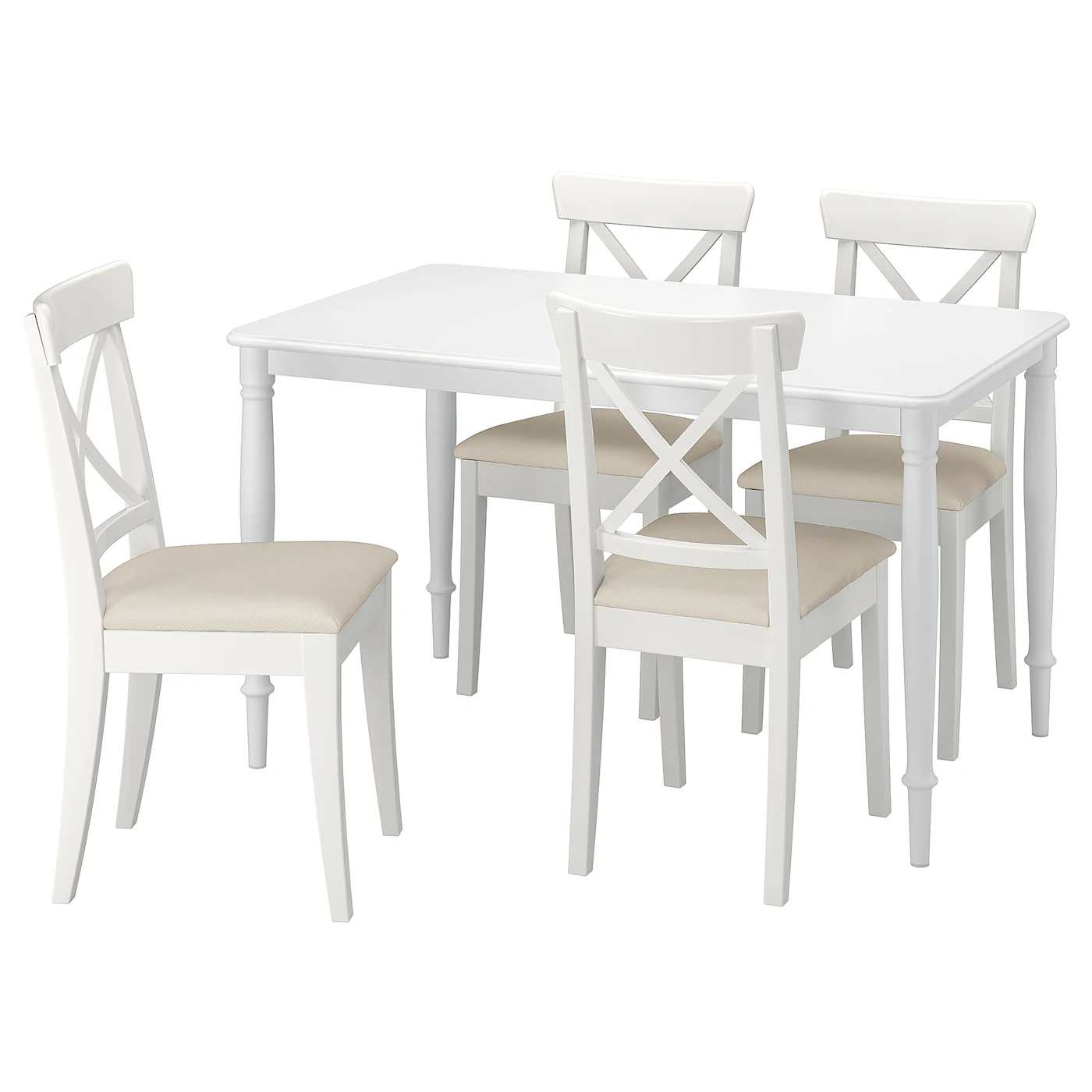 DANDERYD / INGOLF Sto i 4 stolice, bela/Hallarp bež, 130 cm