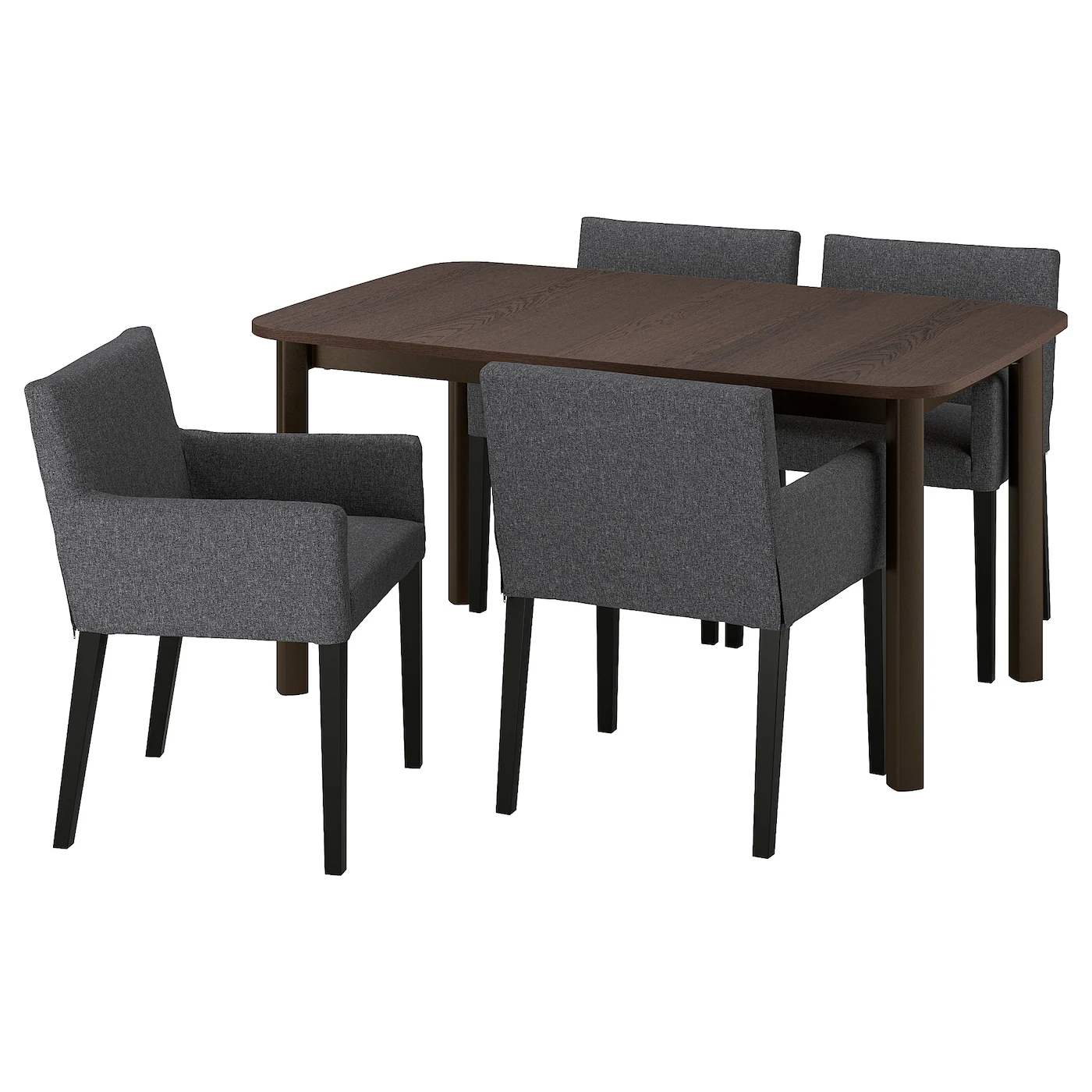STRANDTORP / MÅRENÄS Sto i 4 stolice, smeđa/Gunnared tamnosiva crna, 150/205/260 cm