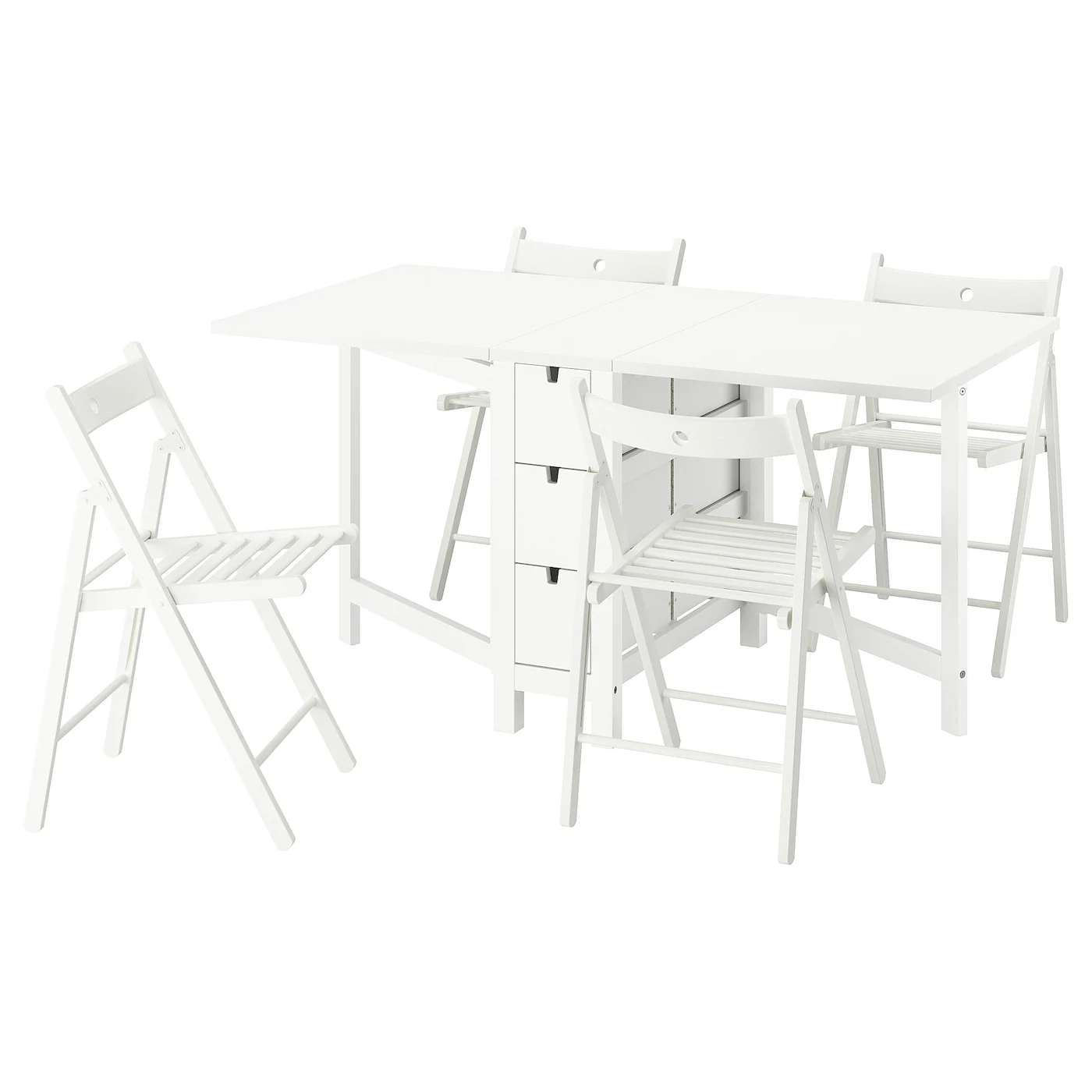 NORDEN / FRÖSVI Sto i 4 stolice, bela/bela, 26/89/152 cm