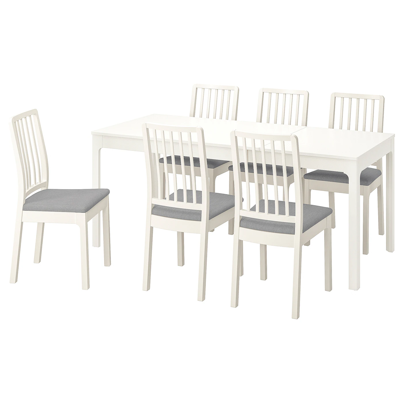 EKEDALEN / EKEDALEN Sto i 6 stolica, bela bela/Orrsta svetlosiva, 120/180 cm