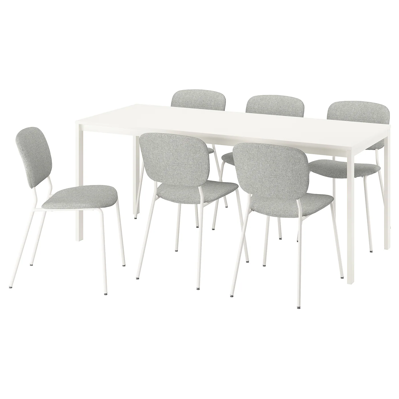VIHALS / VIHALS Sto i 6 stolica, bela/bela Tibbleby bežsiva, 120/180x74 cm