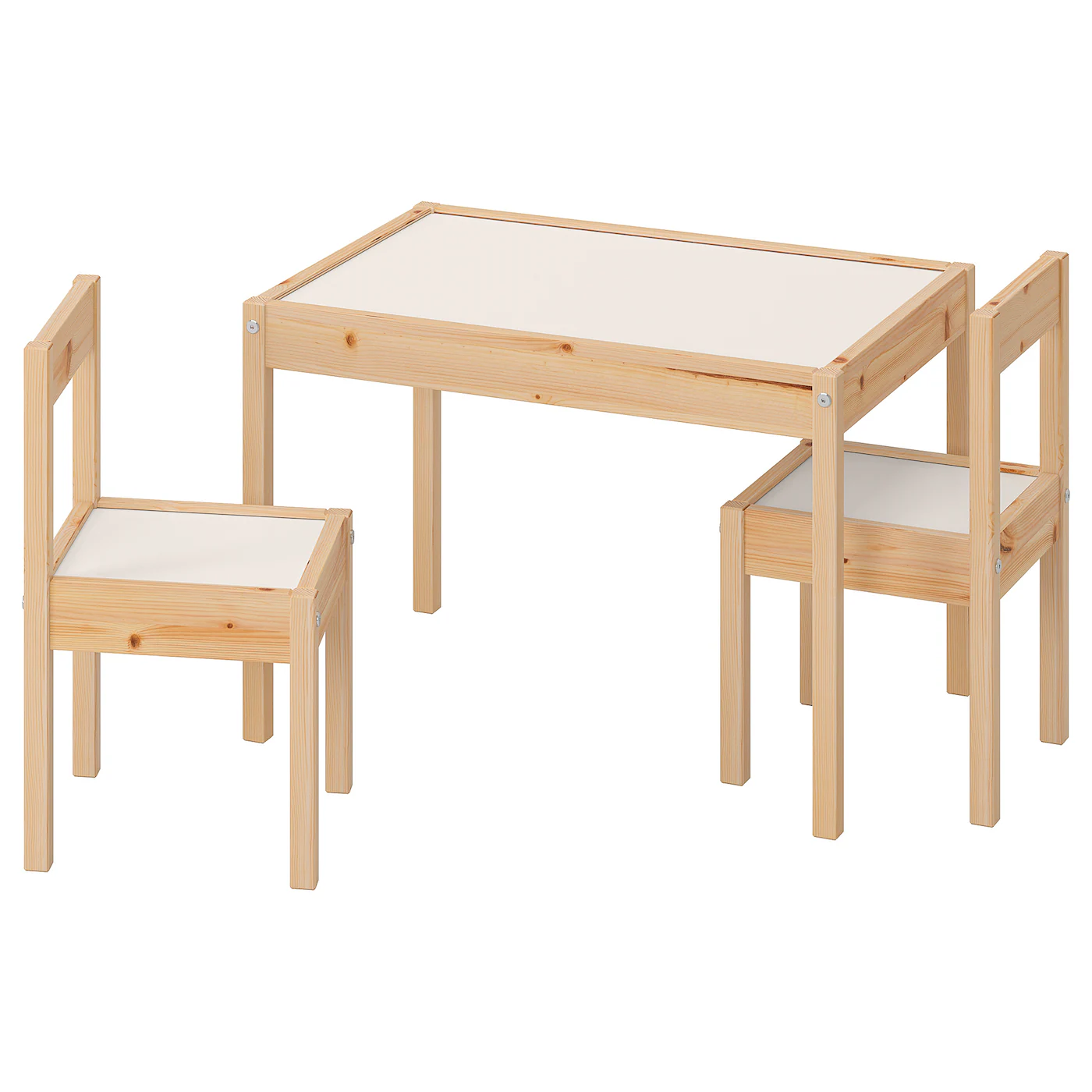 LÄTT Sto s 2 stolice za decu, bela/borovina