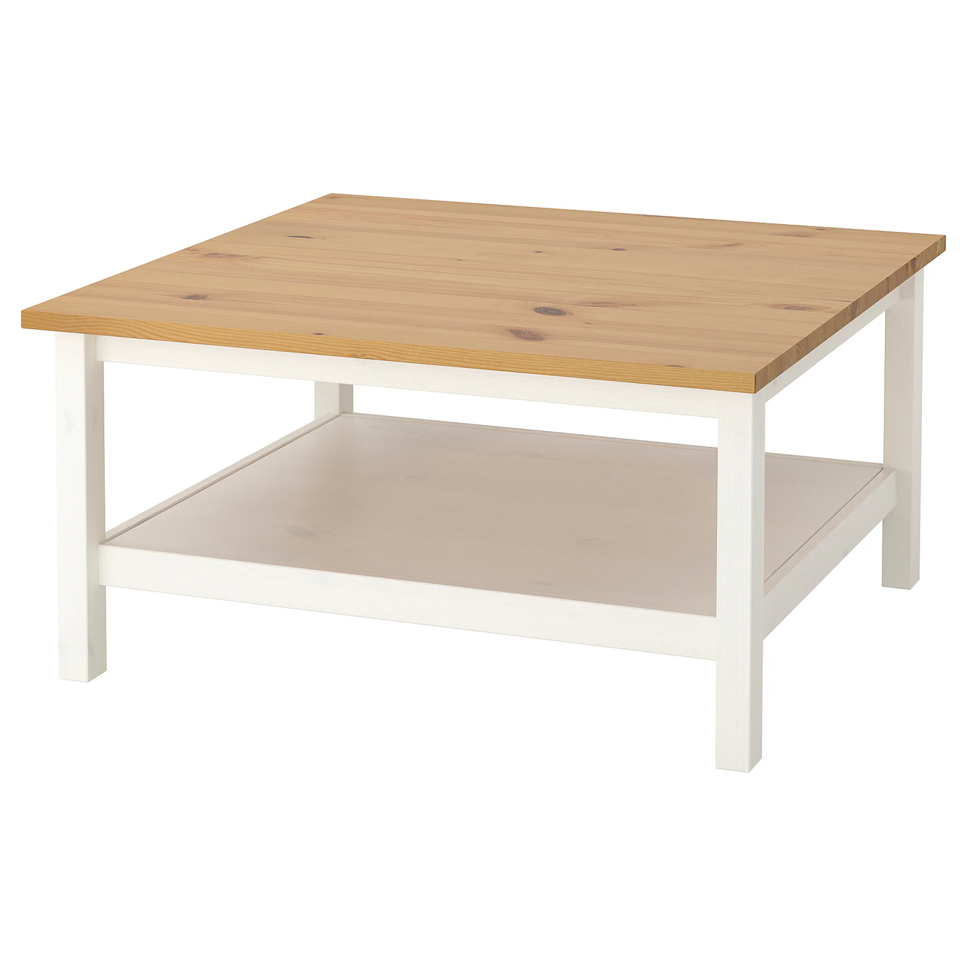 HEMNES Stočić za kafu, belo bajcovano/svetlosmeđa, 90x90 cm