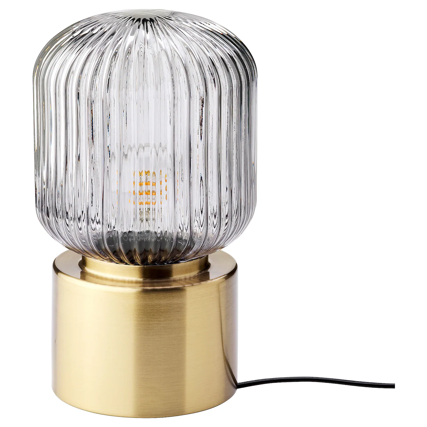 SOLKLINT Stona lampa, mesing/sivo bistro staklo, 28 cm