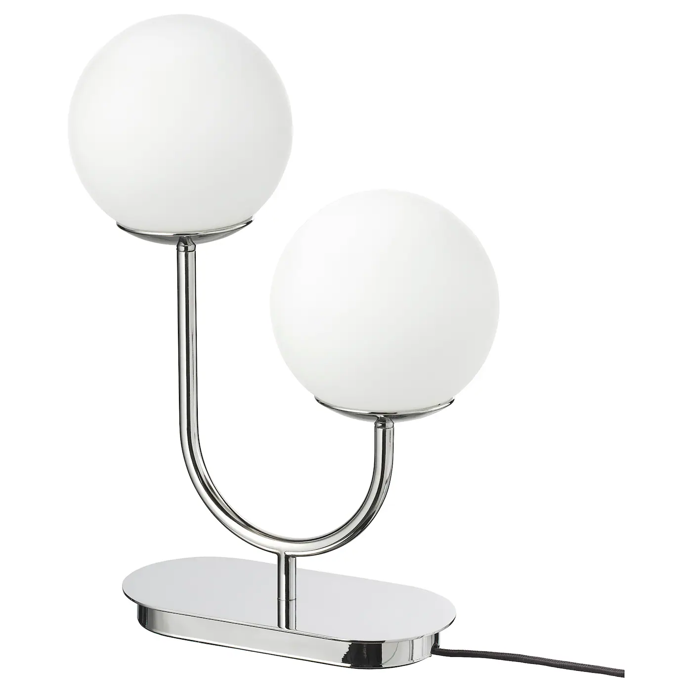 SIMRISHAMN Stona lampa, hromirano/opal bela staklo, 42 cm