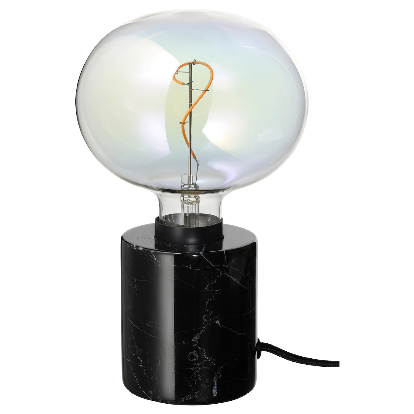 MARKFROST / MOLNART Stona lampa sa sijalicom, mermer crna/elipsasto raznobojno