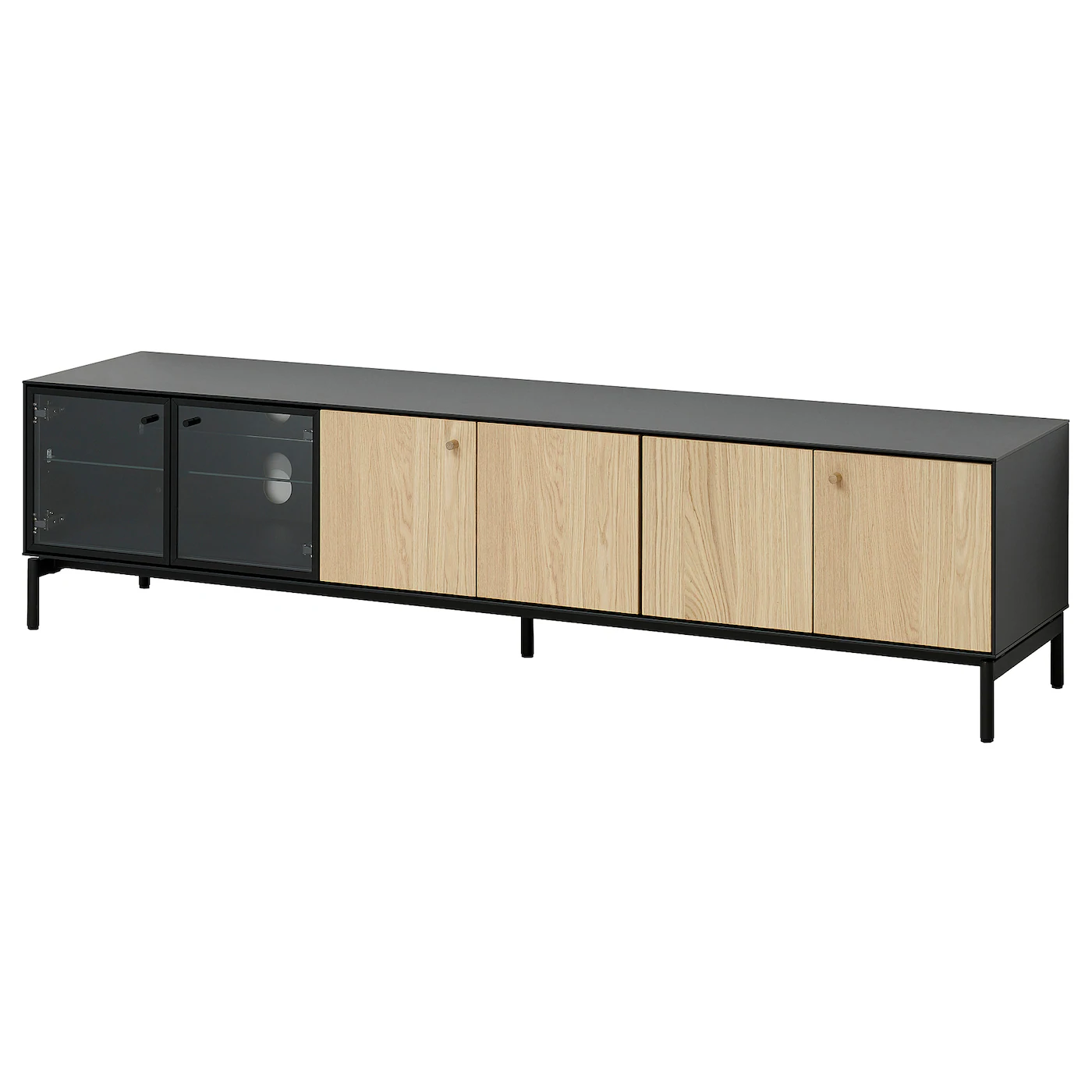 BOASTAD TV stalaža, crna/hrastov furnir, 181x42x45 cm