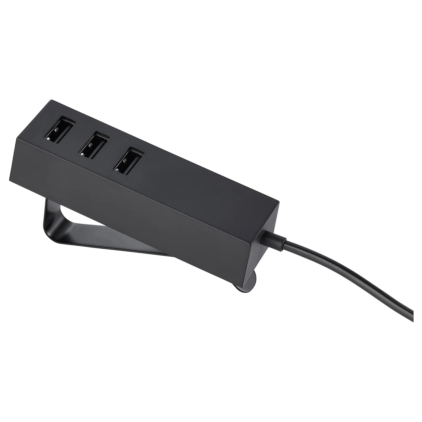 LÖRBY USB punjač sa štipaljkom, crna