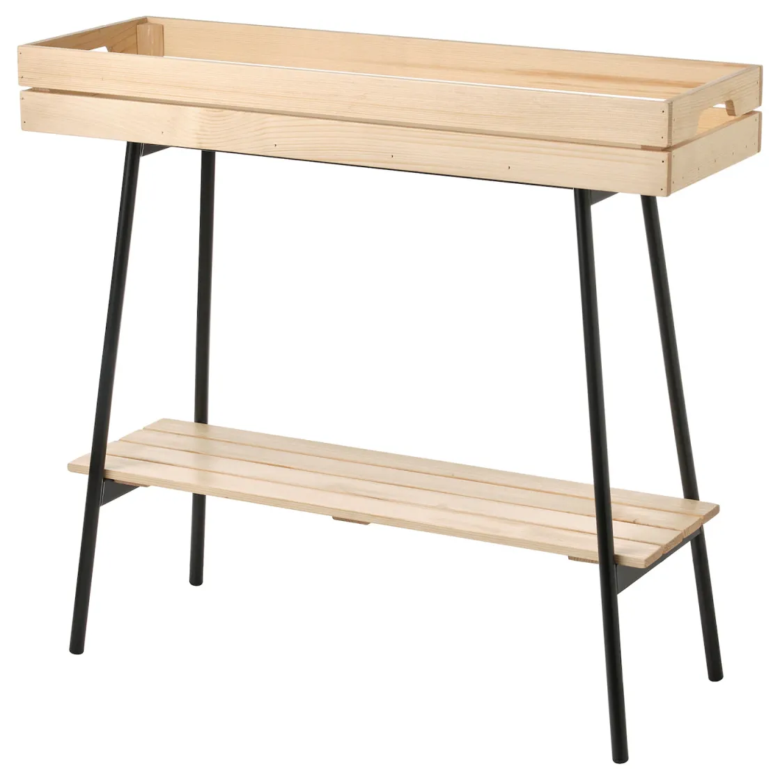 VANILJSTÅNG Stalak za cveće, borovina/crna, 67 cm
