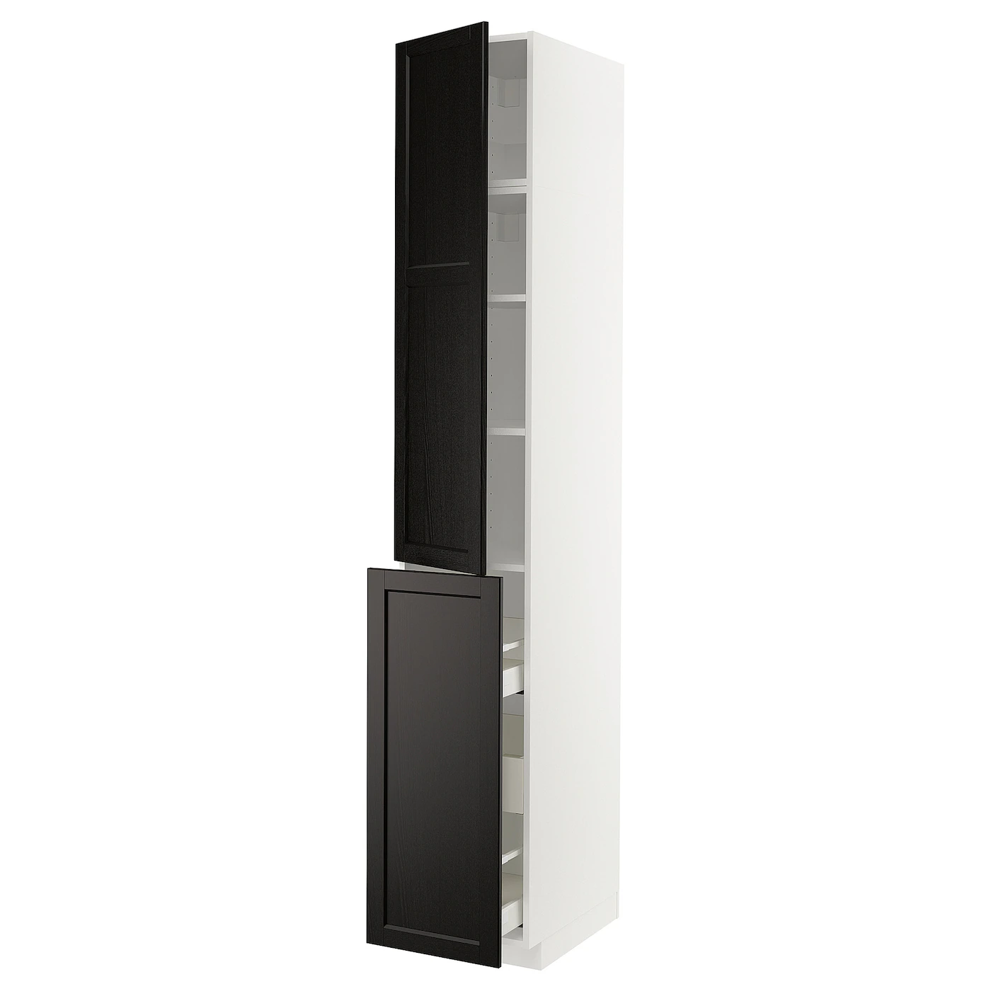 METOD / MAXIMERA Vis.elem. s izvl.funk. 3fi/1vr/2pol, bela/Lerhyttan crno bajcovano, 40x60x240 cm
