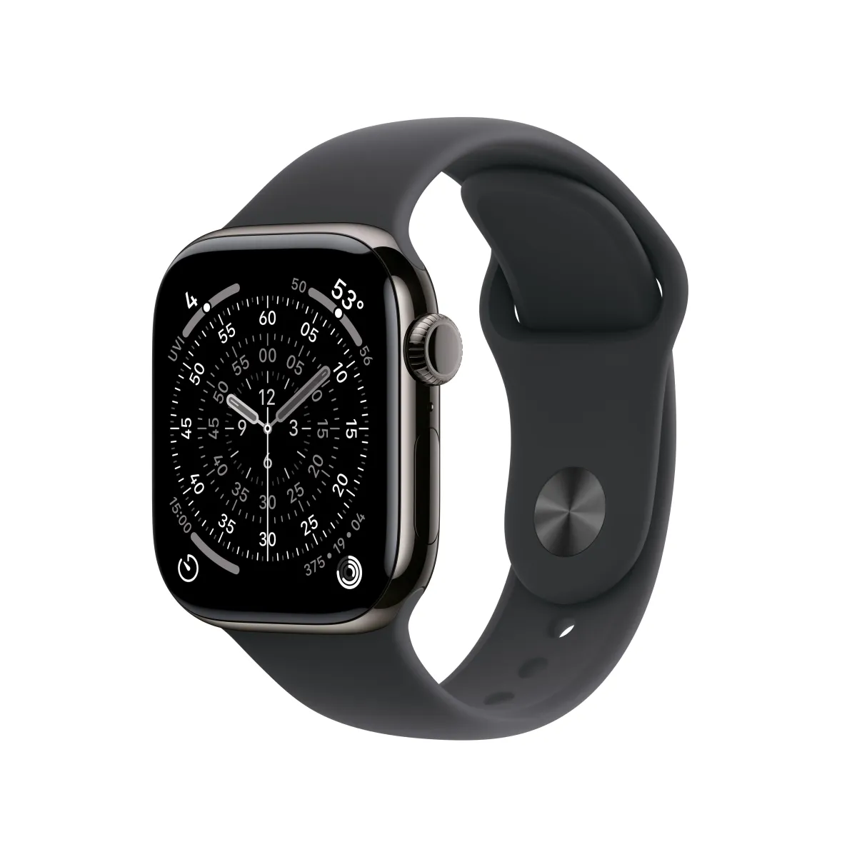 Apple Watch Series 11 GPS + Cellular 42mm Slate Titanium Case with Black Sport Band - M/L