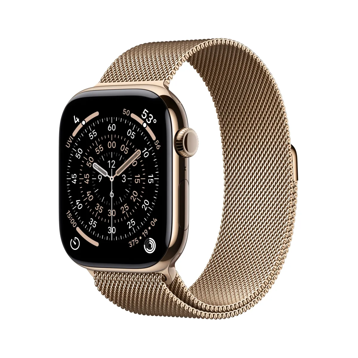 Apple Watch Series 11 GPS + Cellular 46mm Gold Titanium Case with Gold Milanese Loop - M/L