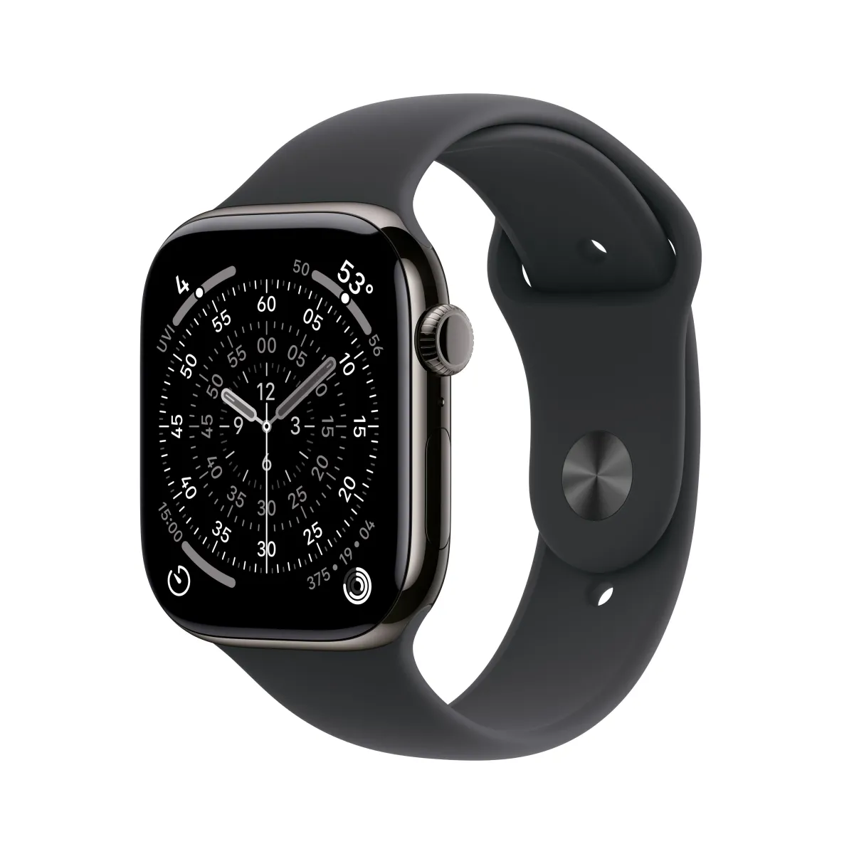 Apple Watch Series 11 GPS + Cellular 46mm Slate Titanium Case with Black Sport Band - M/L