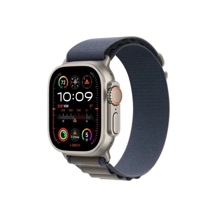 Apple Watch Ultra2 Cellular, 49mm Titanium Case with Blue Alpine Loop - Small
