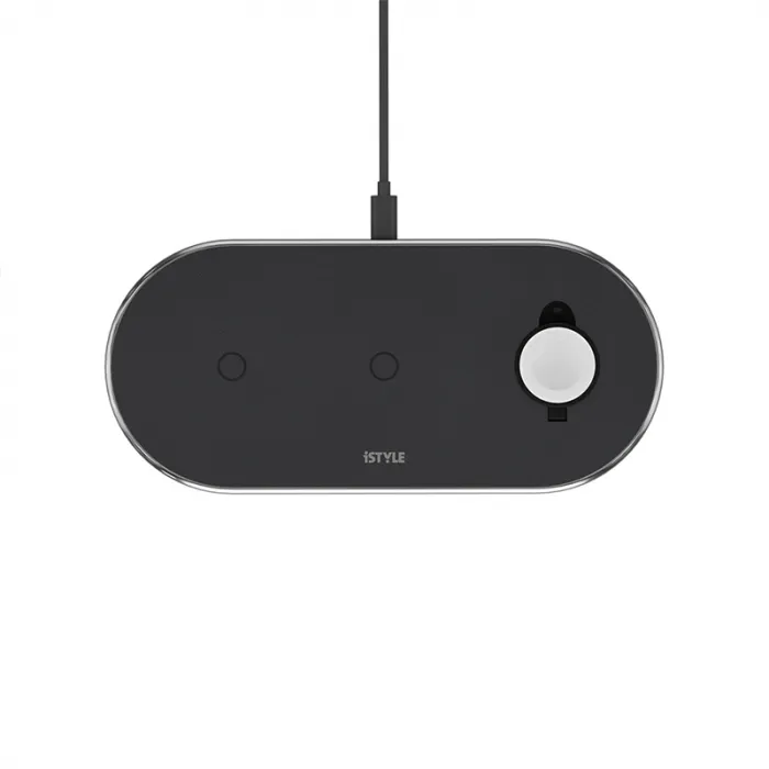 ISTYLE Wireless Charging Base 3in1 black PU leather- space grey