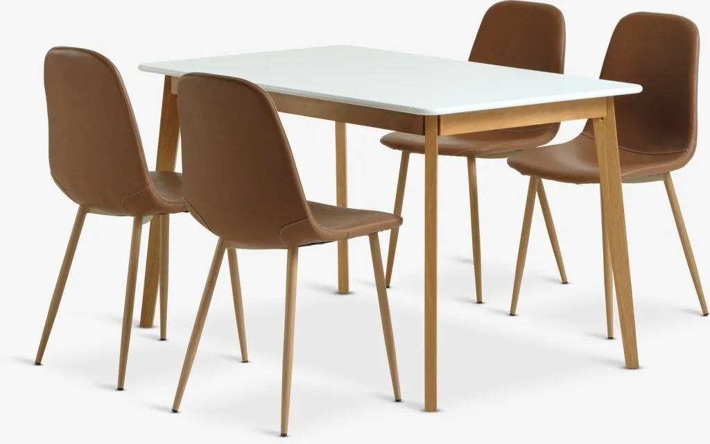 JEGIND D130 sto bela + 4 JONSTRUP konjak/hrast