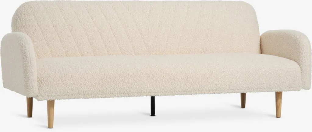 Kauč PARADIS prljavo bela teddy tkanina/boja hrasta