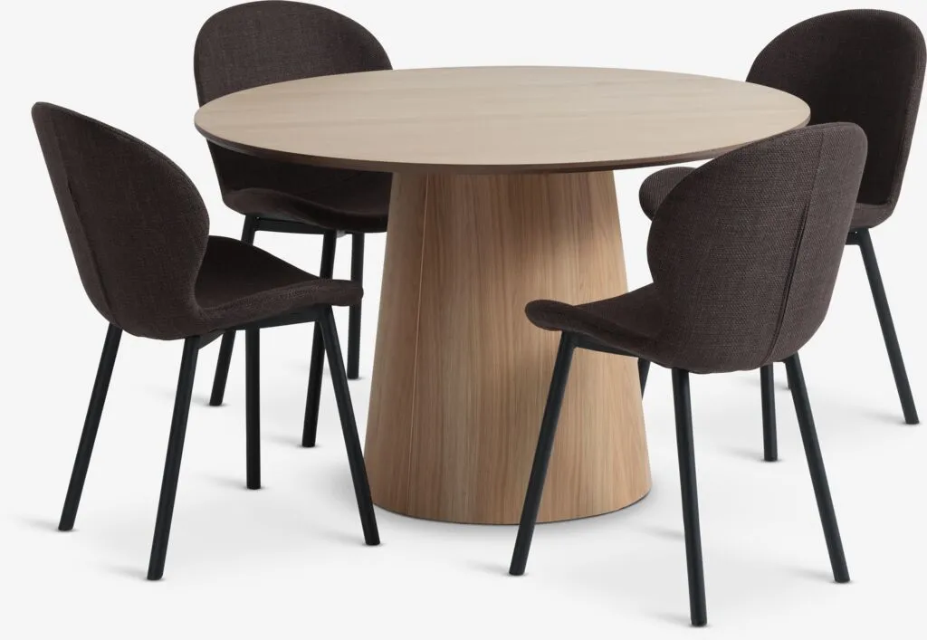 KLIPLEV Ø120 sto natur hrast + 4 GEVNINGE bež/crna