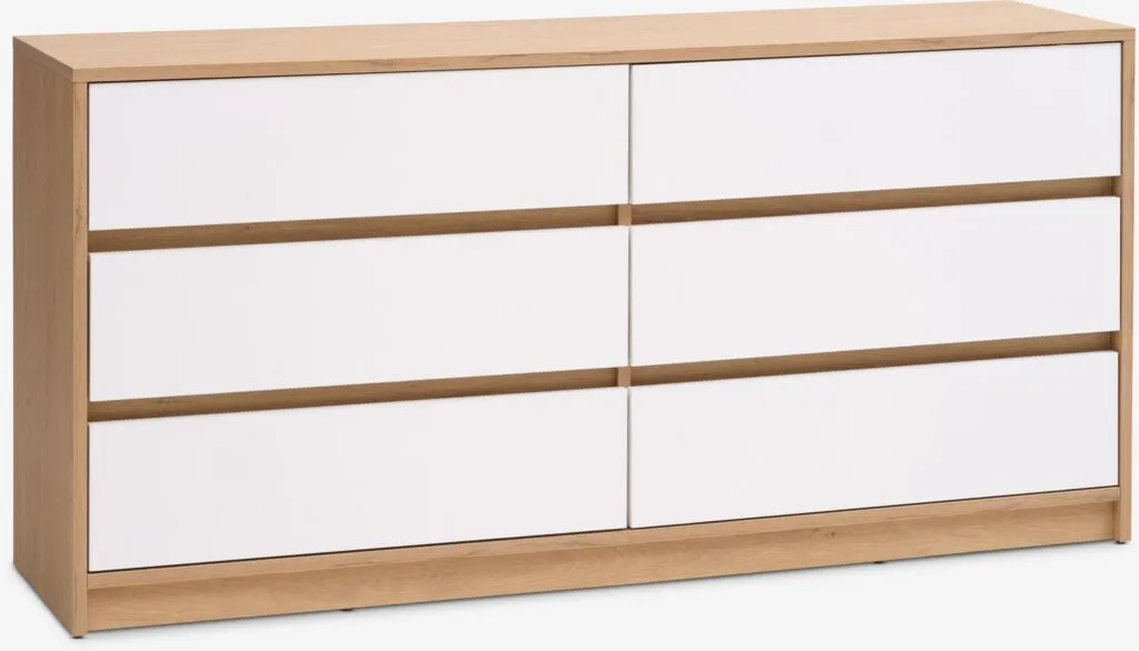 Komoda BILLUND 3+3 bela/hrast