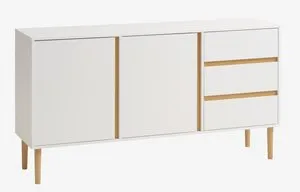 Komoda FENSMARK 2 vrata 3 fioke bela/hrast
