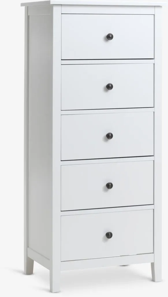 Komoda NORDBY 5 fioka bela