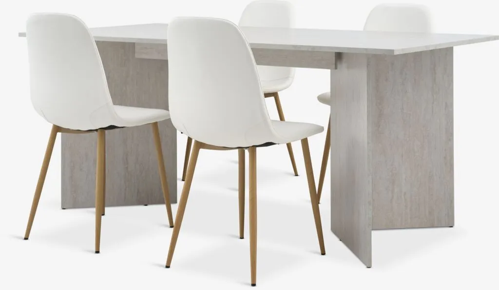 KRONDAL D180 sto travertin + 4 JONSTRUP stolice bela