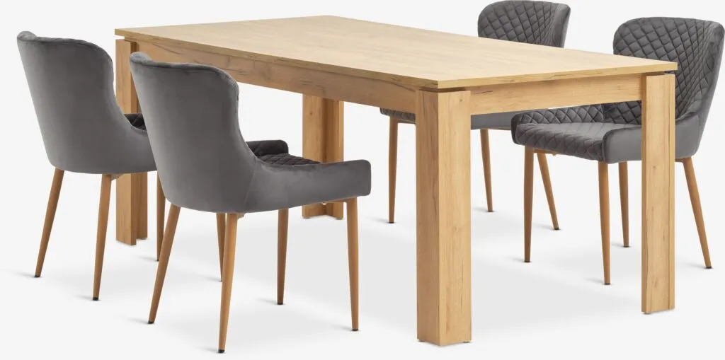 LINTRUP D190/280 sto hrast + 4 PEBRINGE sivi baršun