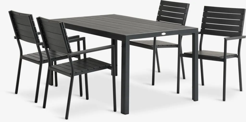 MADERUP D150 sto + 4 PADHOLM stolice crna