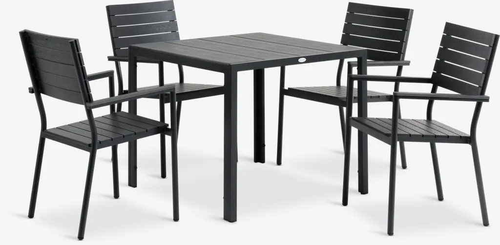 MADERUP D90 sto + 4 PADHOLM stolice crna