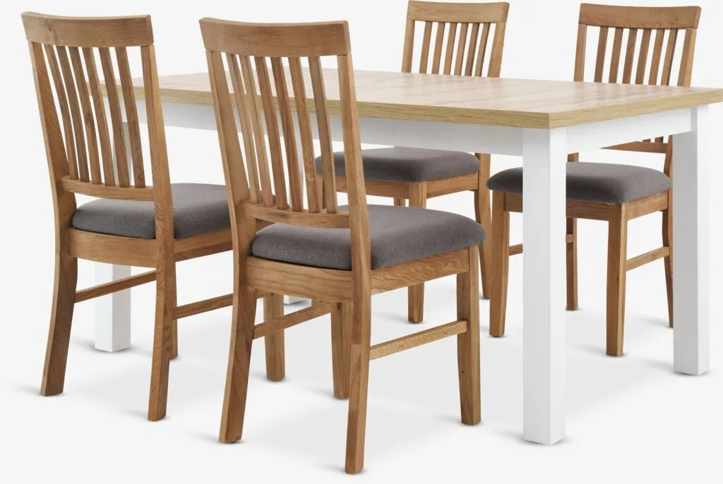 MARKSKEL D150/193 sto bela/hrast + 4 HAGE siva/hrast