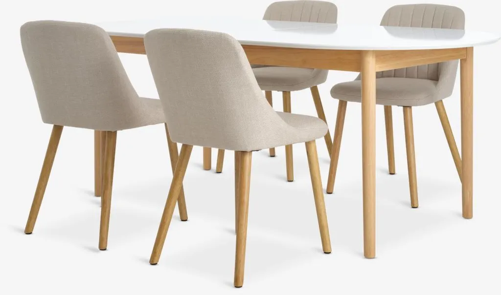 MARSTRAND D200/280 sto bela + 4 ADSLEV bez nas. za ruke bež