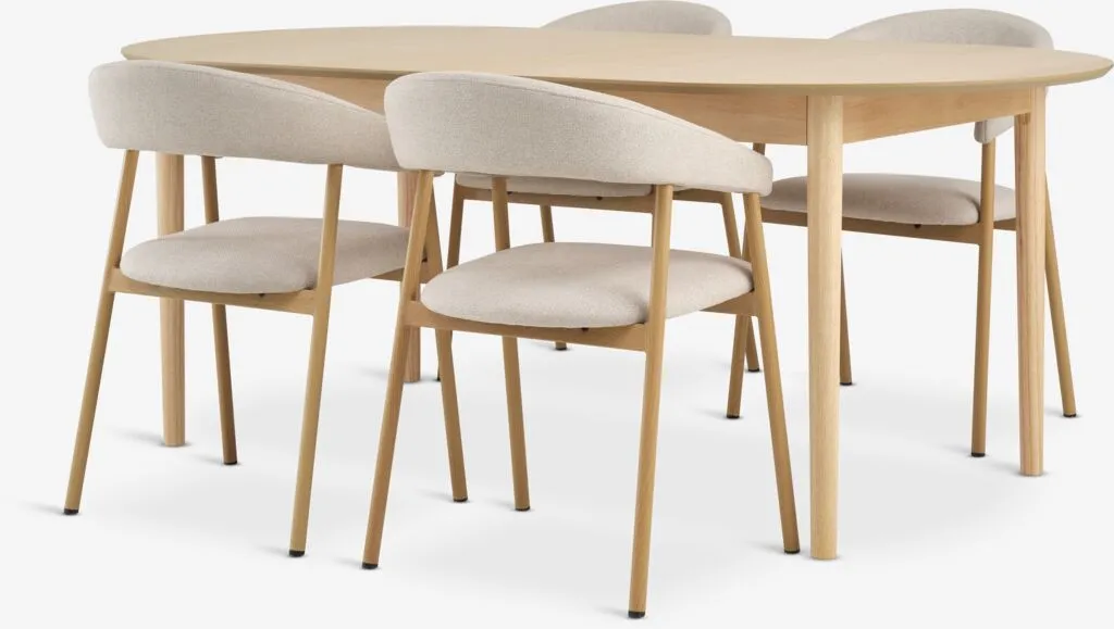 MARSTRAND D200/280 sto natur hrast + 4 EJSING bež