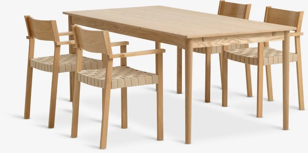 MARSTRUP D190/280 sto hrast + 4 VADEHAVET stolice hrast