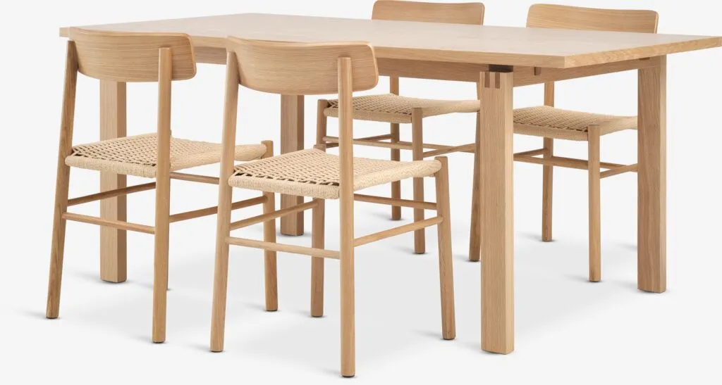 MEJLSKOV D180 natur hrast + 4 ISLEV sa nas. za ruke nat. hr