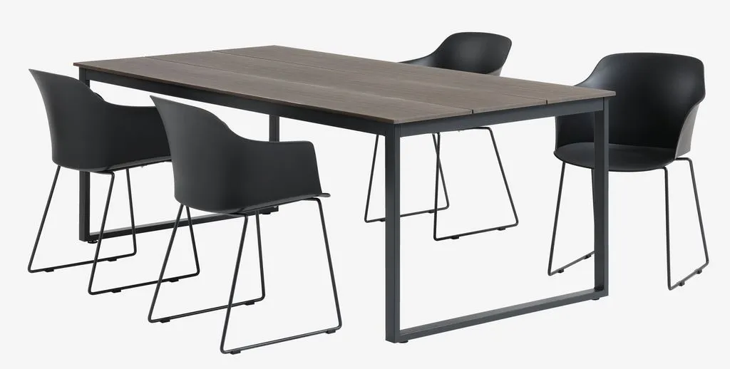 NESSKOGEN D210 sto braon + 4 SANDVED stolice crna