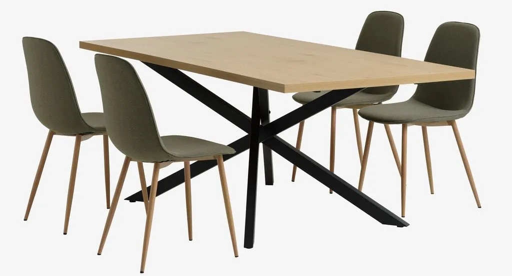 NORTOFT D200 sto hrast + 4 BISTRUP stolice maslinasta