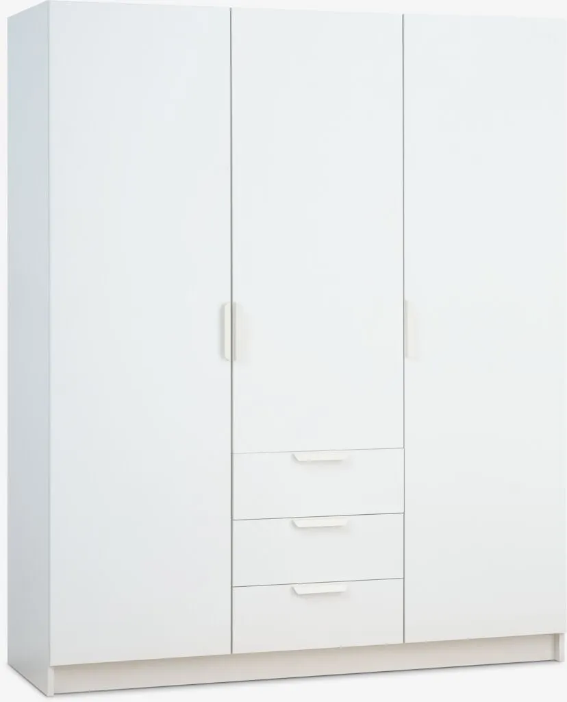 Ormar JENSLEV 144x176 3 vrata 3 fioke bela