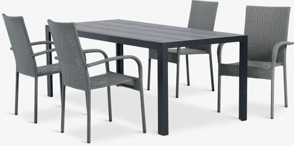 PINDSTRUP D205 sto + 4 GUDHJEM stolice siva
