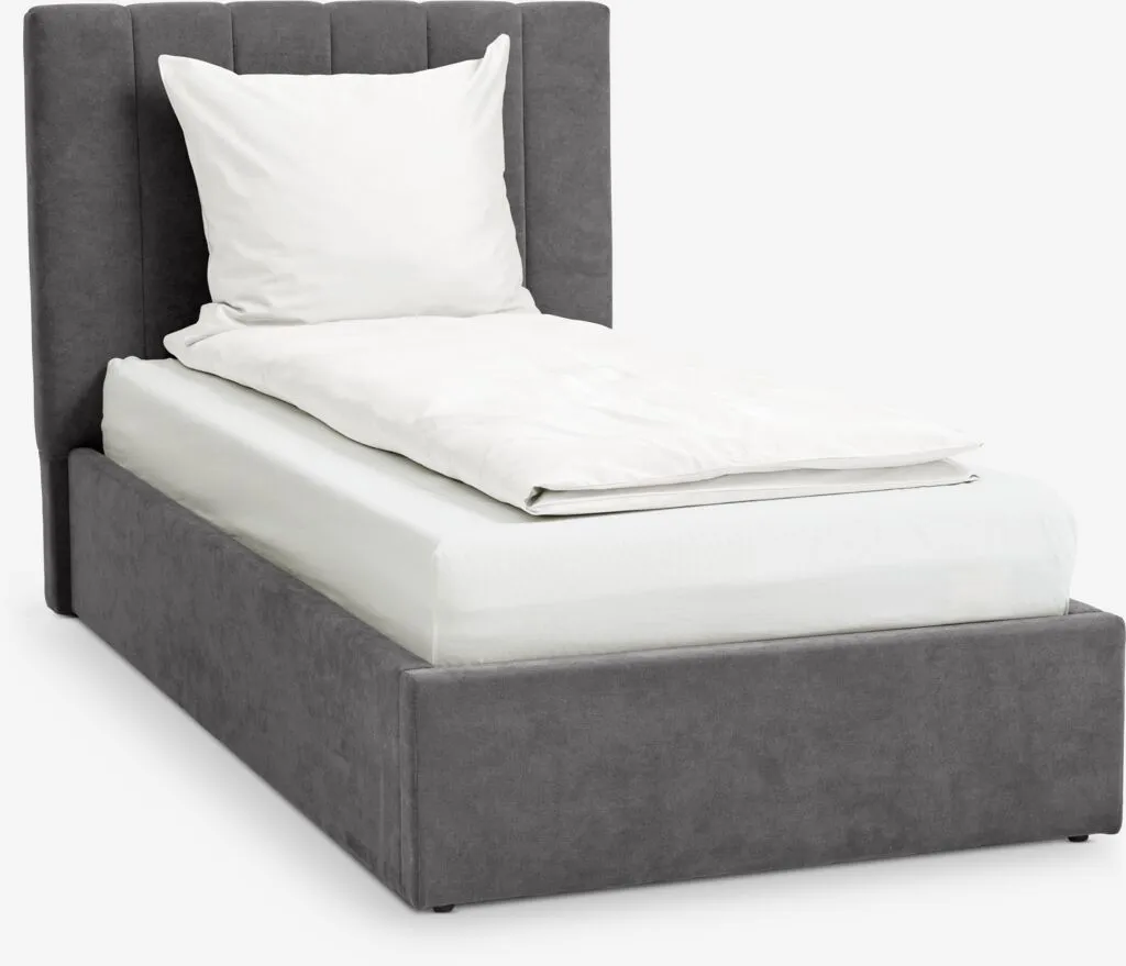 Ram kreveta HASLEV 90x200 tamno siva tkanina