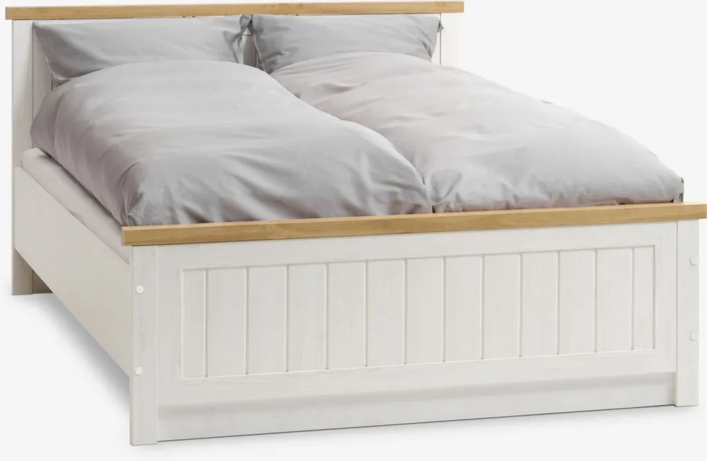 Ram kreveta MARKSKEL 160x200 bela/divlji natur hrast boja