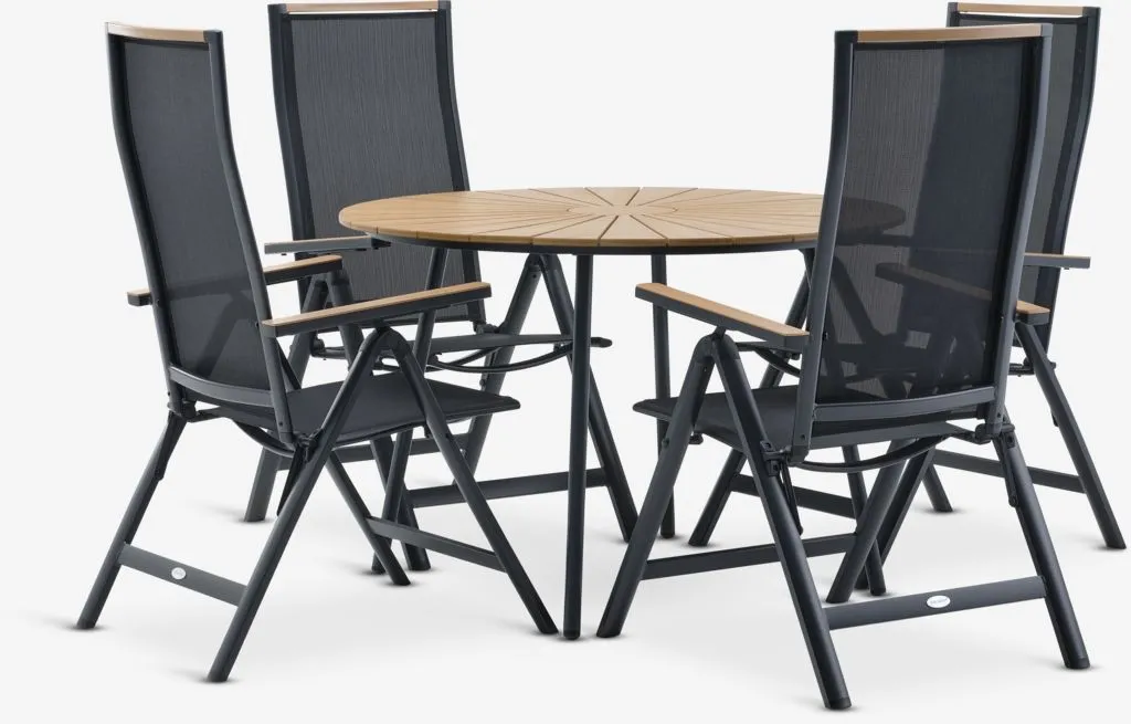 RANGSTRUP Ø110 sto natur/crna + 4 BREDSTEN stolice crna